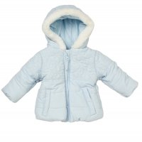 C05336B: Baby Boys Coat With Faux Fur Trim & Star Quilting (12-24 Months)